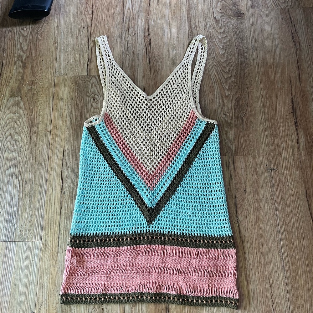 Multicolor V-Neck Crochet Tank Top (Hand made) - Picture 2 of 5